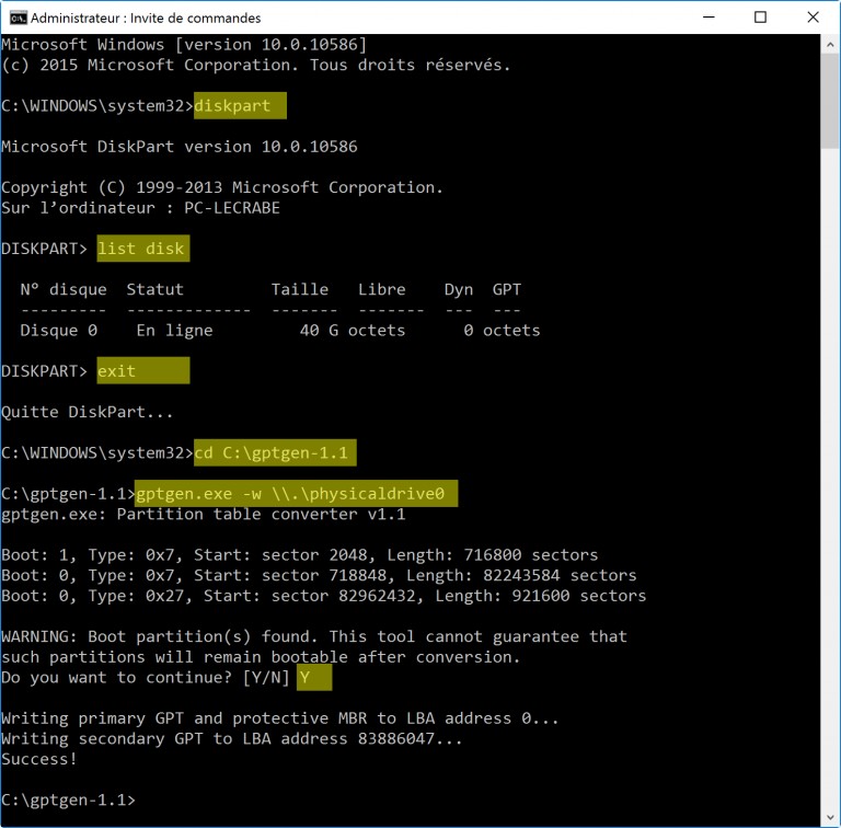 Convertir un disque MBR en GPT sur Windows [10, 8, 7] – Le Crabe Info