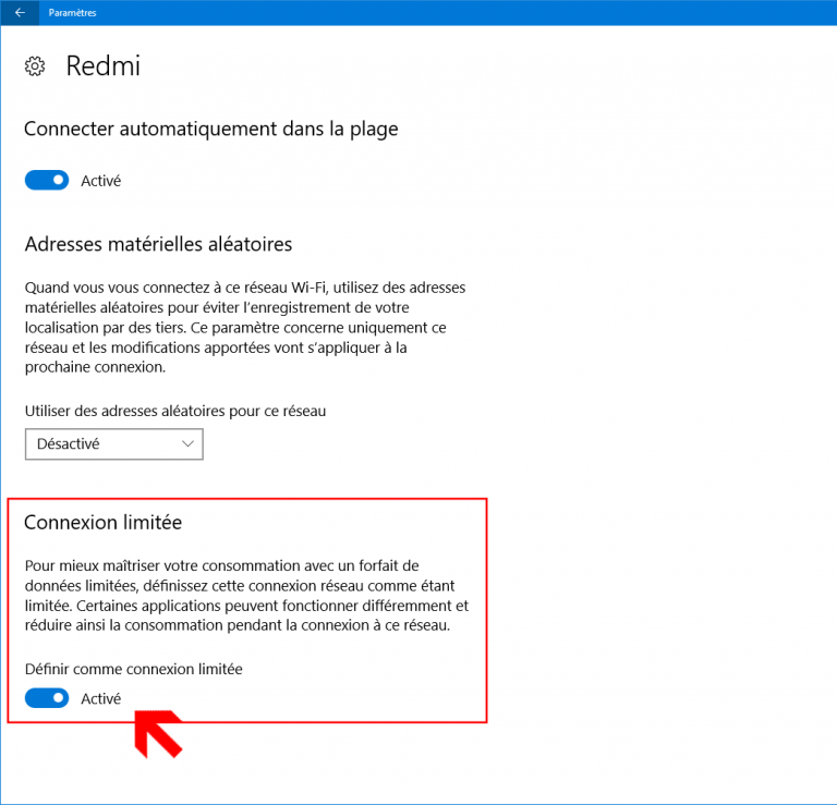 Définir une connexion WiFi ou comme limitée sur Windows 10 Le Crabe Info