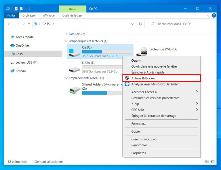 BitLocker chiffrer un disque sur Windows Le Crabe Info