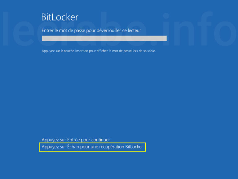 Où retrouver la clé de récupération de BitLocker ? Le Crabe Info
