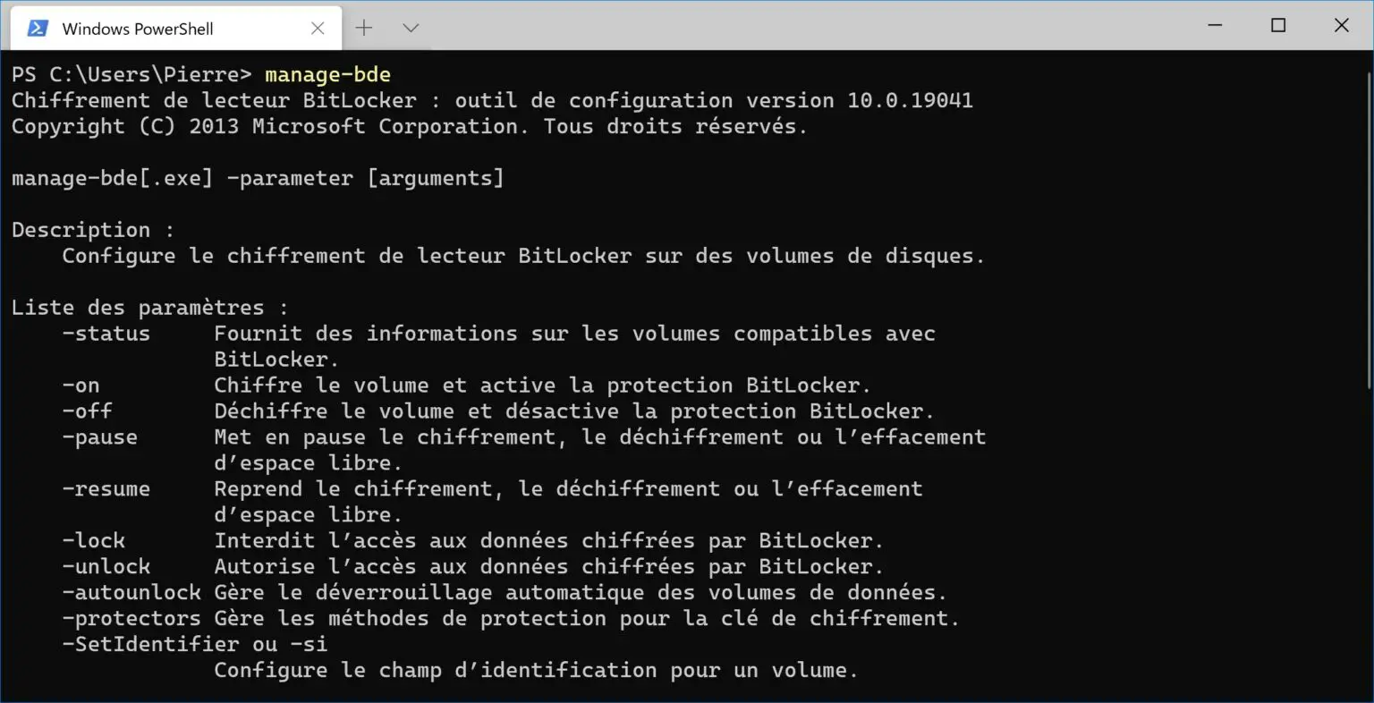 managebde Bitlocker en ligne de commande Le Crabe Info