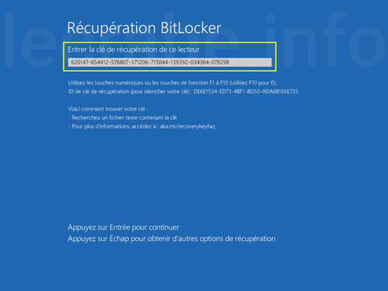 Où retrouver la clé de récupération de BitLocker ? Le Crabe Info