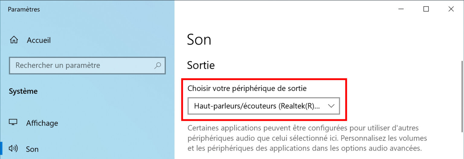 Configurer le son sur Windows 10 Le Crabe Info