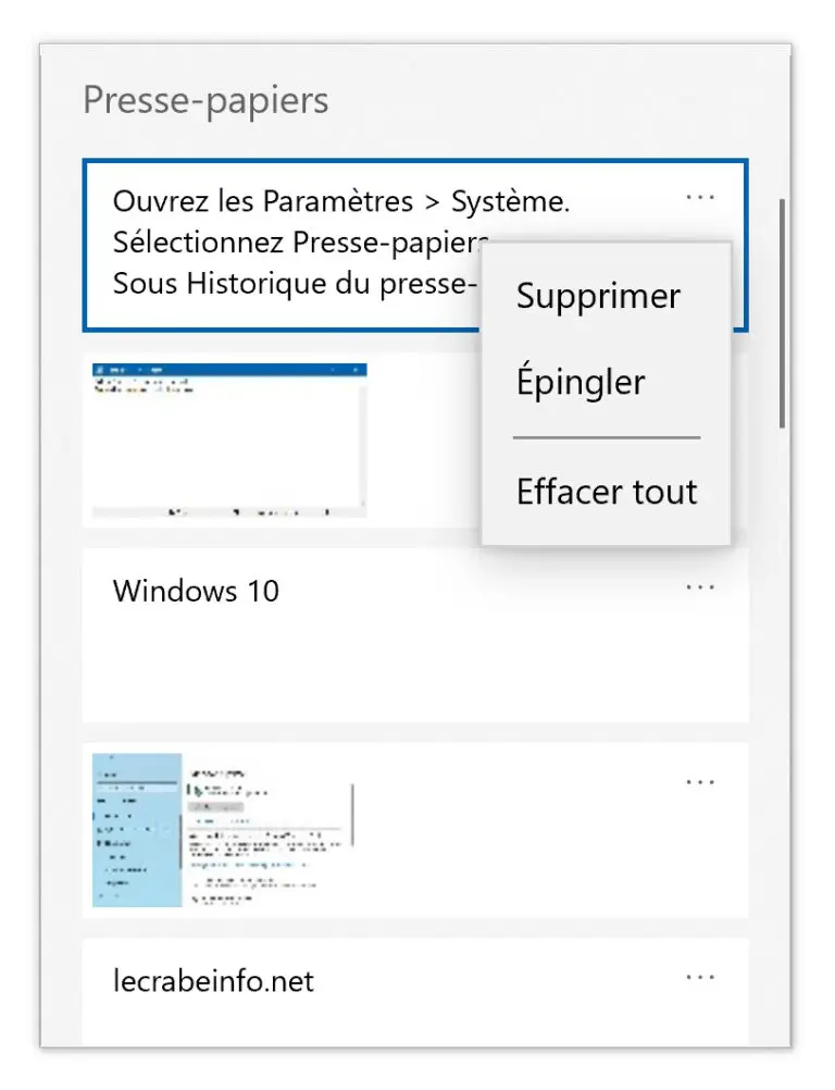 Activer et configurer l’historique du Pressepapiers de Windows 10 Le Crabe Info