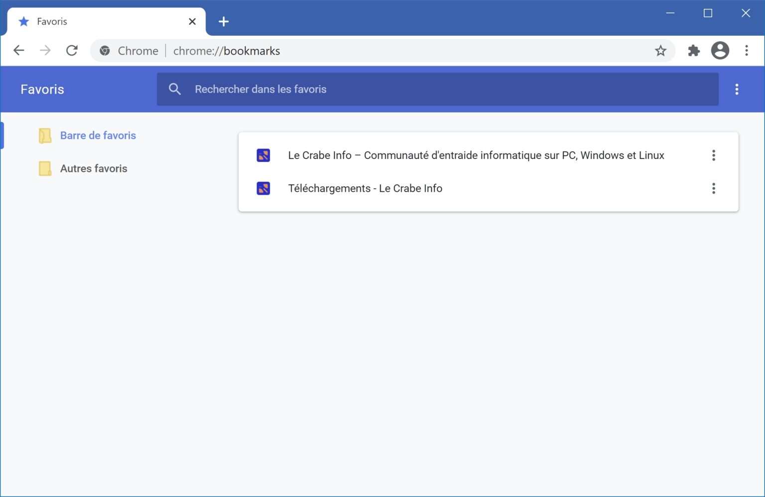 Google Chrome récupérer des favoris perdus ou supprimés par erreur Le Crabe Info