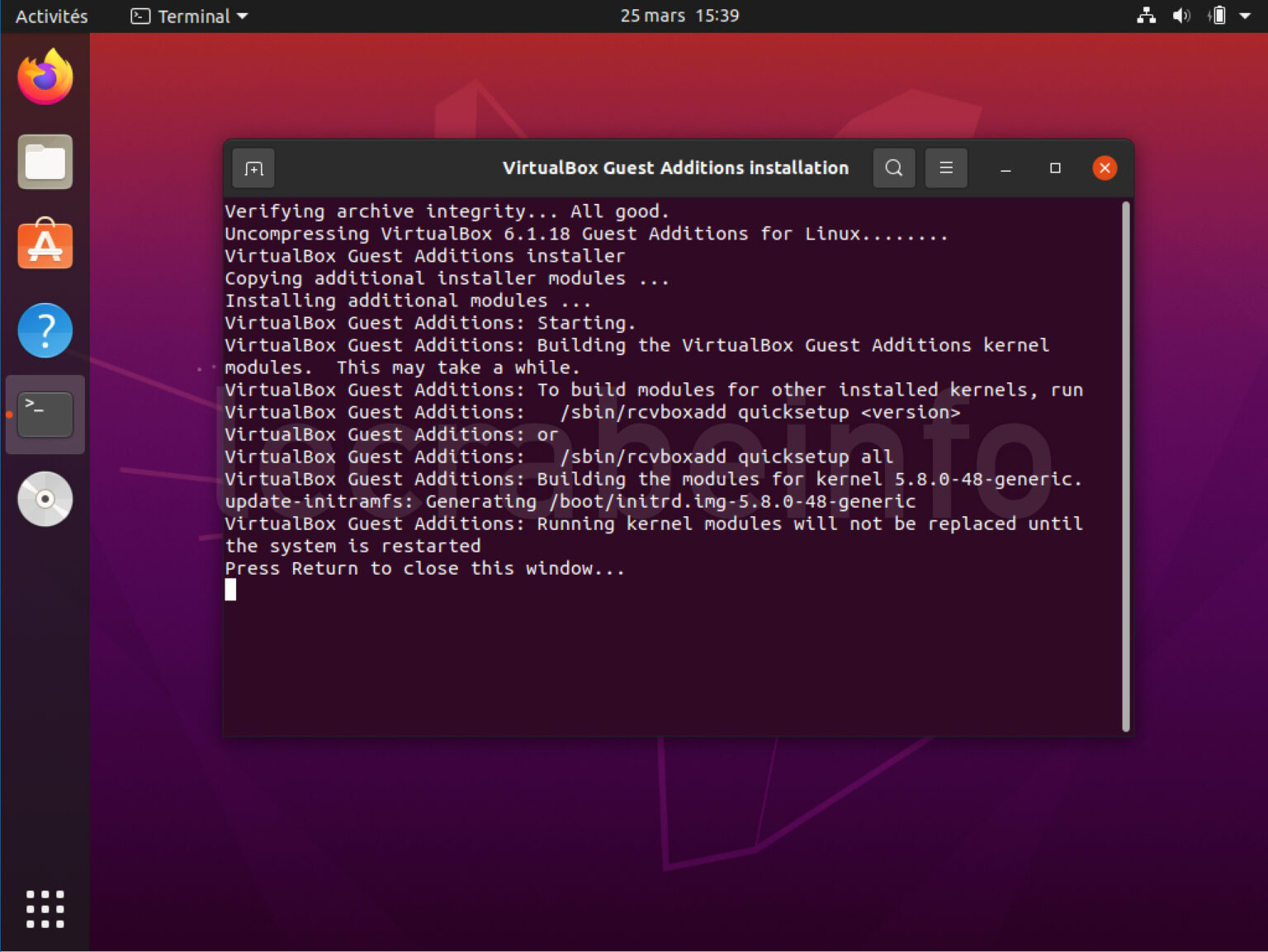 VirtualBox : installer les additions invité – Le Crabe Info