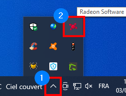 Ouvrir Radeon Software en développant les icônes cachées Barre de Tâches