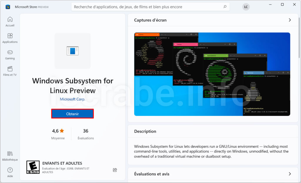 Windows 11 : installer WSL (Windows Subsystem for Linux) – Le Crabe Info