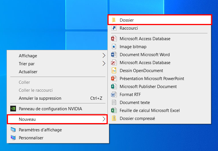 God Mode Windows 10,11 - bureau créer un dossier