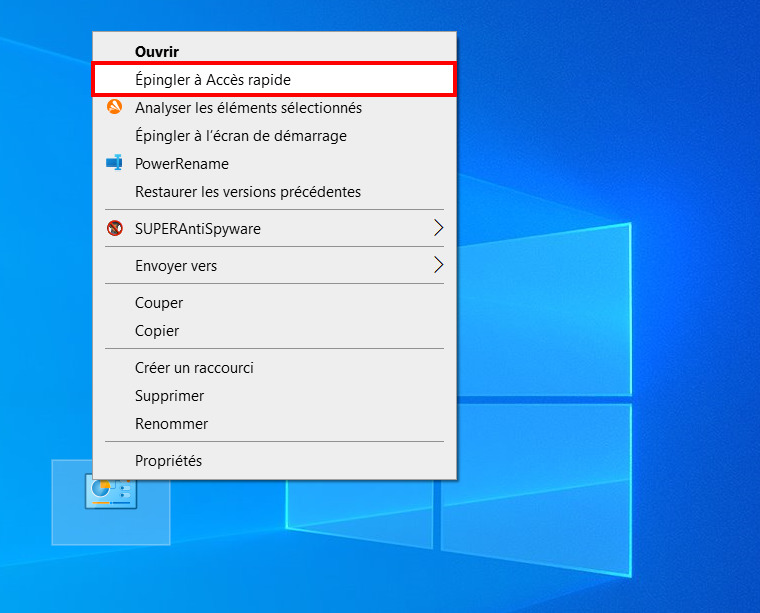 God Mode Windows 10,11 - épingler accès rapide