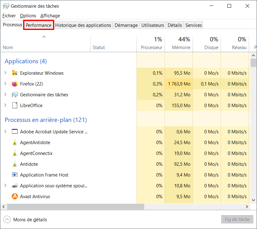 consommation cpu windows - cliquer performance