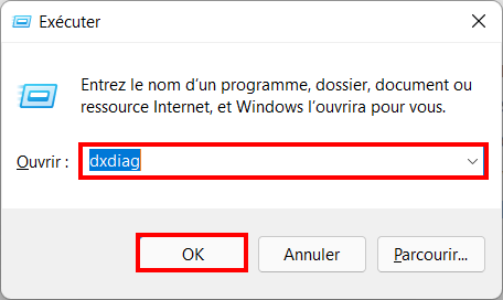 DRR Windows 11 - lancer dxdiag