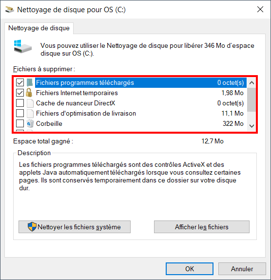 Supprimer fichiers temp win 10 - nettoyeur de disque