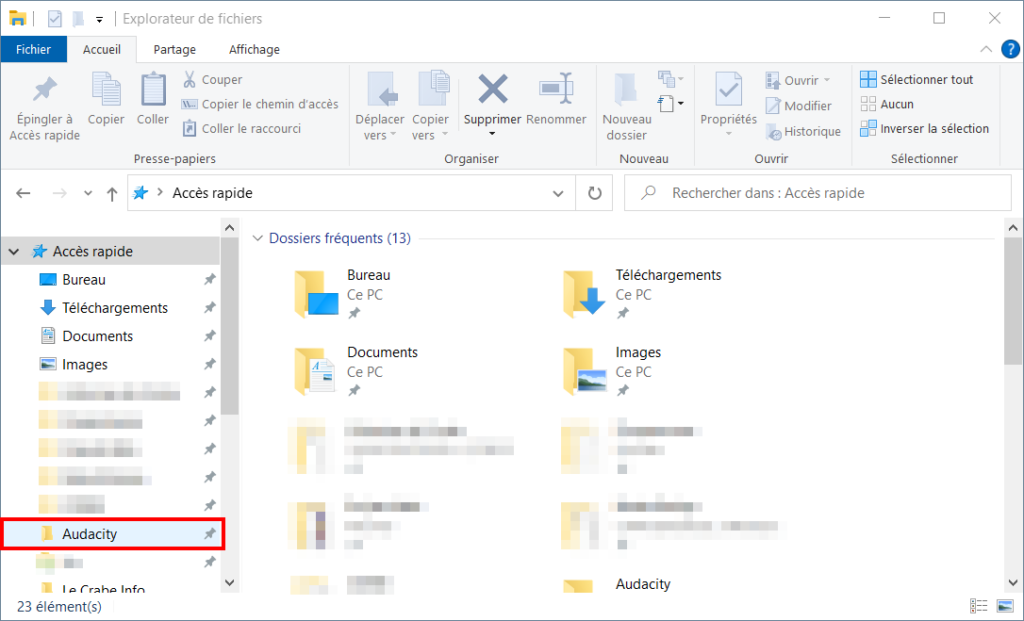 windows 10 paramétrer accès rapide - sélectionner dossier à désépingler