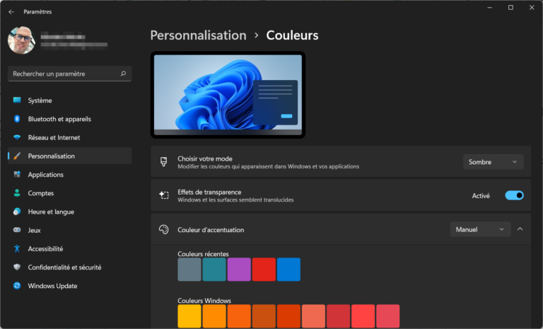 WINDOWS 11 ACTIVER LE MODE SOMBRE DARK MODE visual data 4
