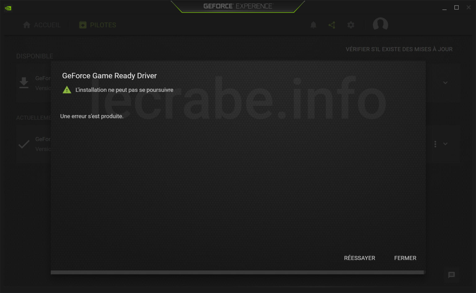 GeForce Experience « une erreur s’est produite » lors de la mise à jour du pilote NVIDIA Le