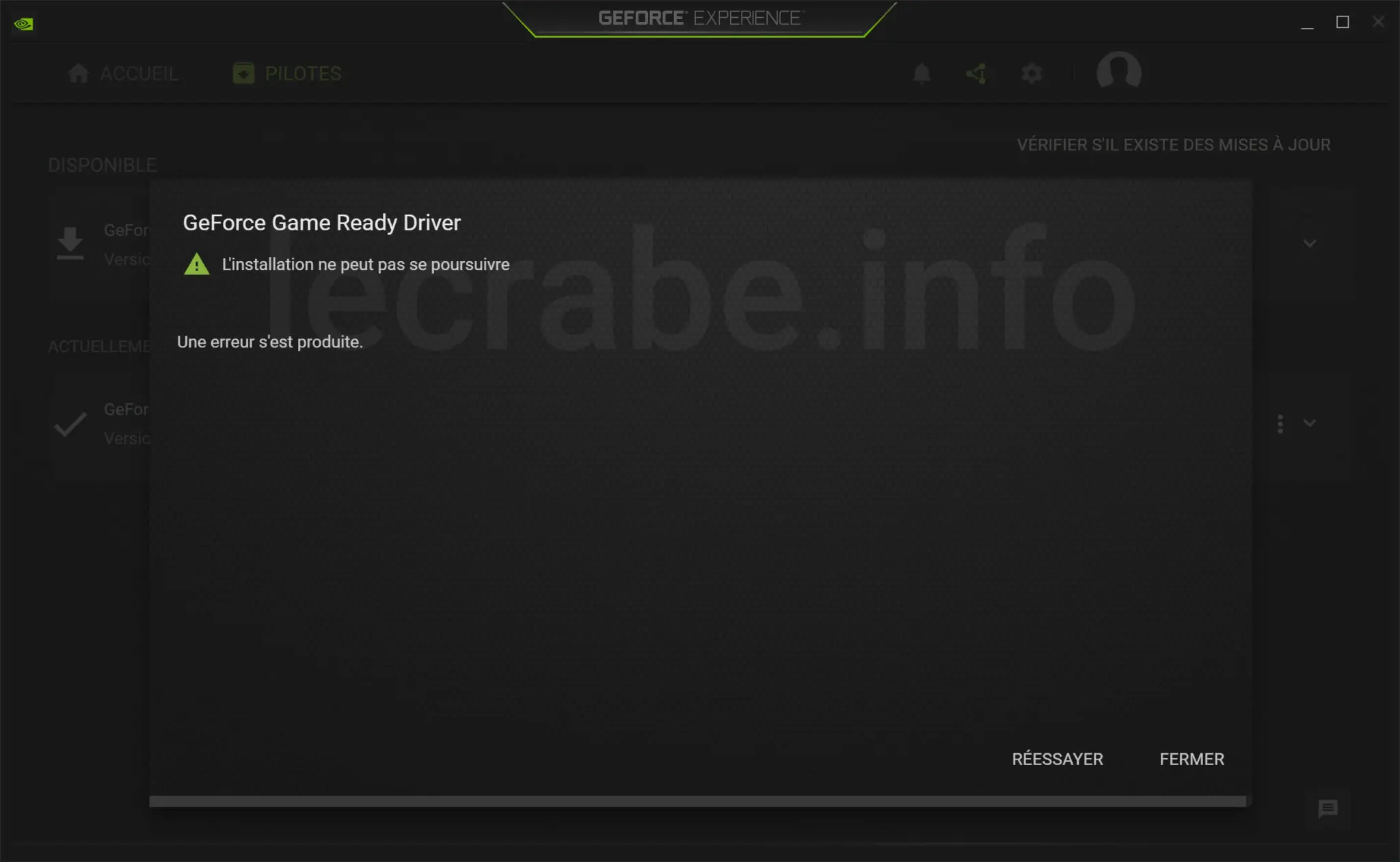 GeForce Experience : « une erreur s’est produite » lors de la mise à ...