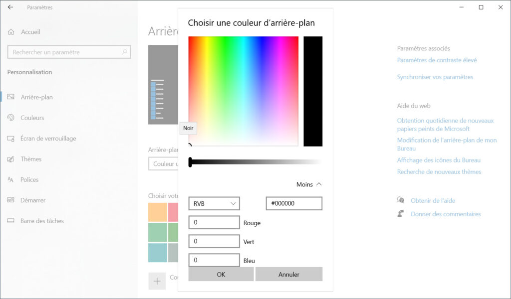 Windows 10 Thème - code couleur