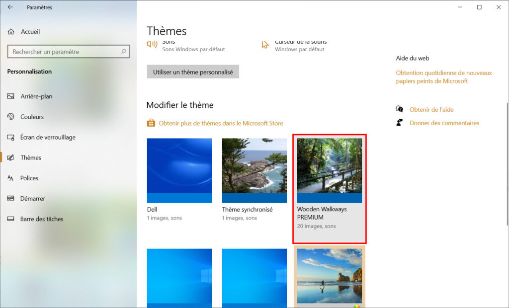 Windows 10 thème - appliquer nouveau thème