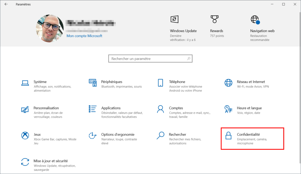 Windows 10 confidentialité - paramètres