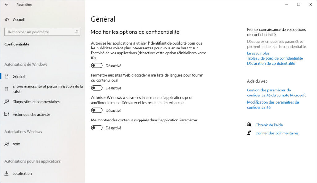 Windows 10 confidentialité - vie privée protégée