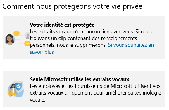 Windows 10 confidentialité - Protection identité voix