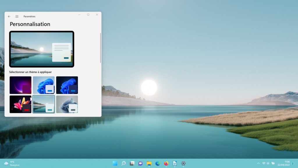 Windows 11 Changer thème - Lever de soleil
