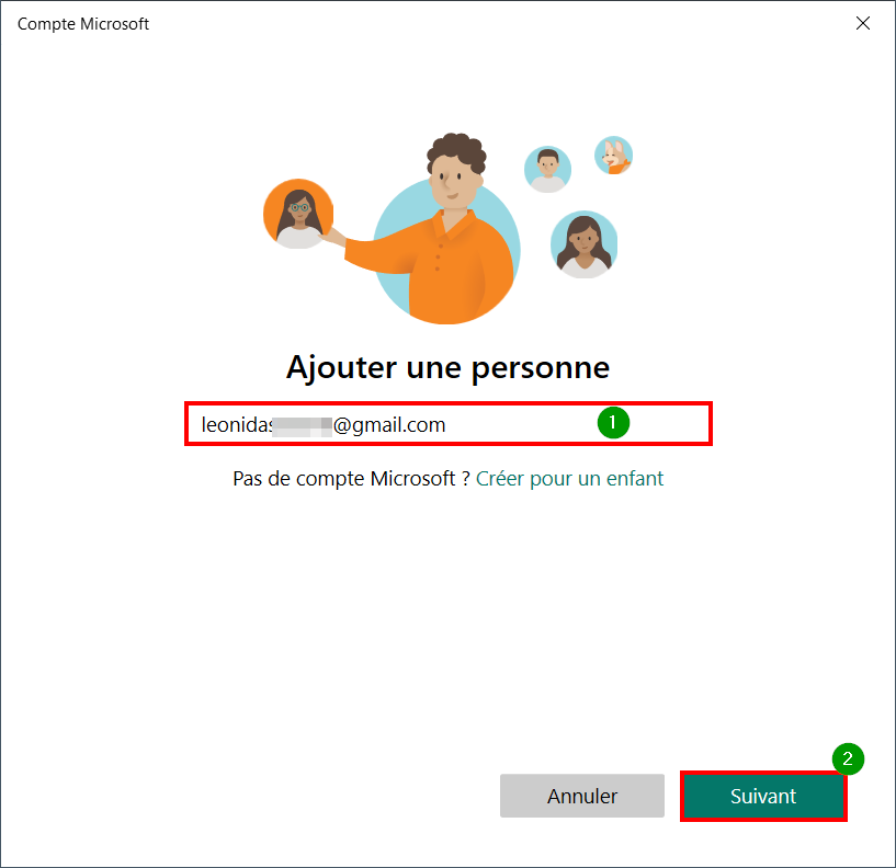 Windows 10 Contrôle parental - Email compte Microsoft enfant