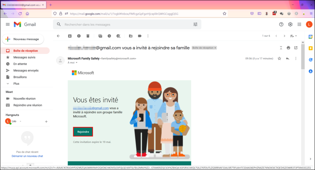 Windows 10 Contrôle parental - Accepter l'invitation
