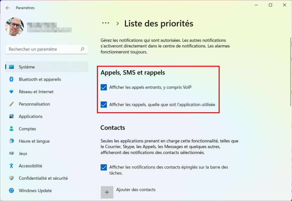Windows 11 Assistant concentration - Appels et rappels