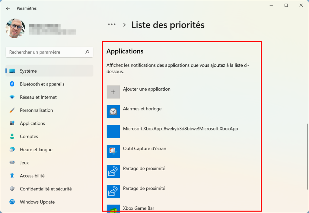 Windows 11 Assistant concentration - Applications priorité