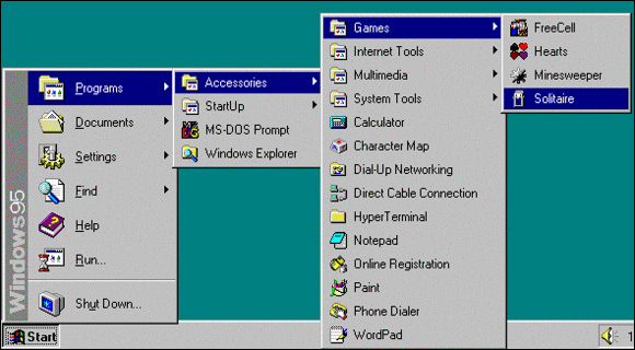 Menu Démarrer Windows 95