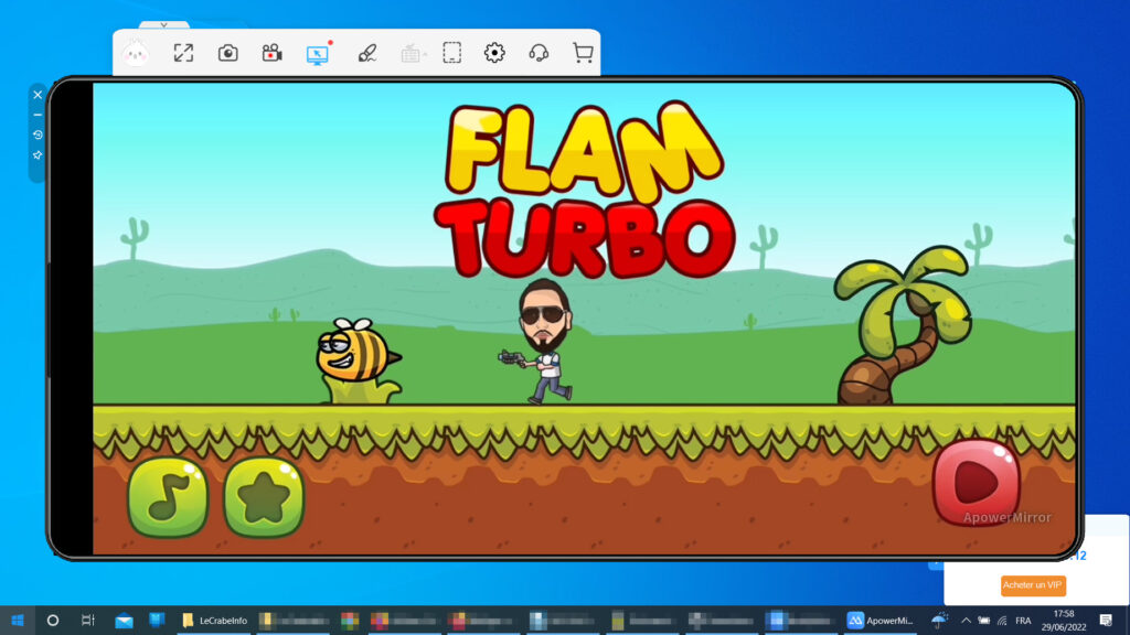 Afficher smartphone sur PC - Application Flam Turbo sur PC
