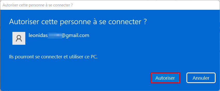 Windows 11 Contrôle parental - Confirmer autorisation