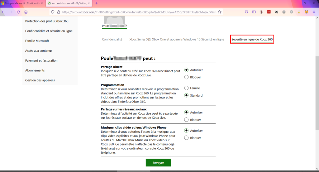 Microsoft confidentialité - Sécurité en ligne Xbox 360
