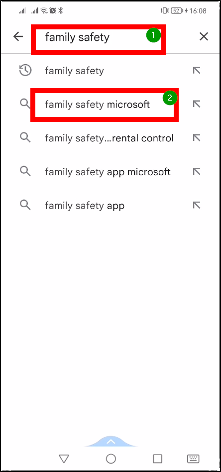 Configurer Family Safety Android - chercher l'application