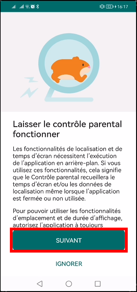 Configurer Family Safety Android - Laisser contrôle parental fonctionner arrière-plan