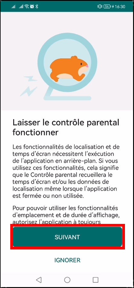 Configurer Family Safety Android - laisser le contrôle parental fonctionner en arrière-plan