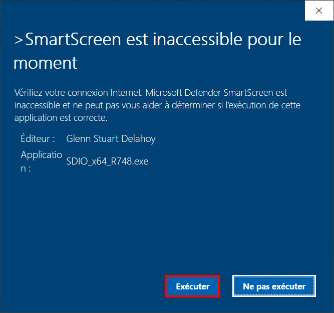 Snappy Driver Installer Origin - Windows Defender SmartScreen Exécuter