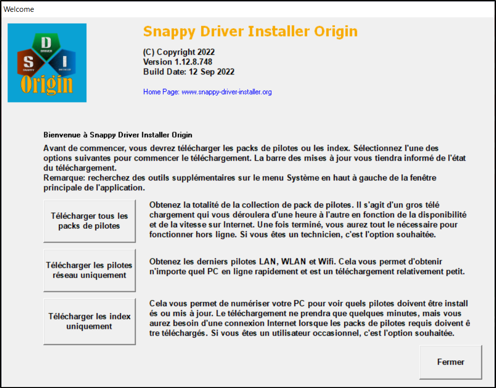 Snappy Driver Installer Origin - Trois modes de fonctionnement