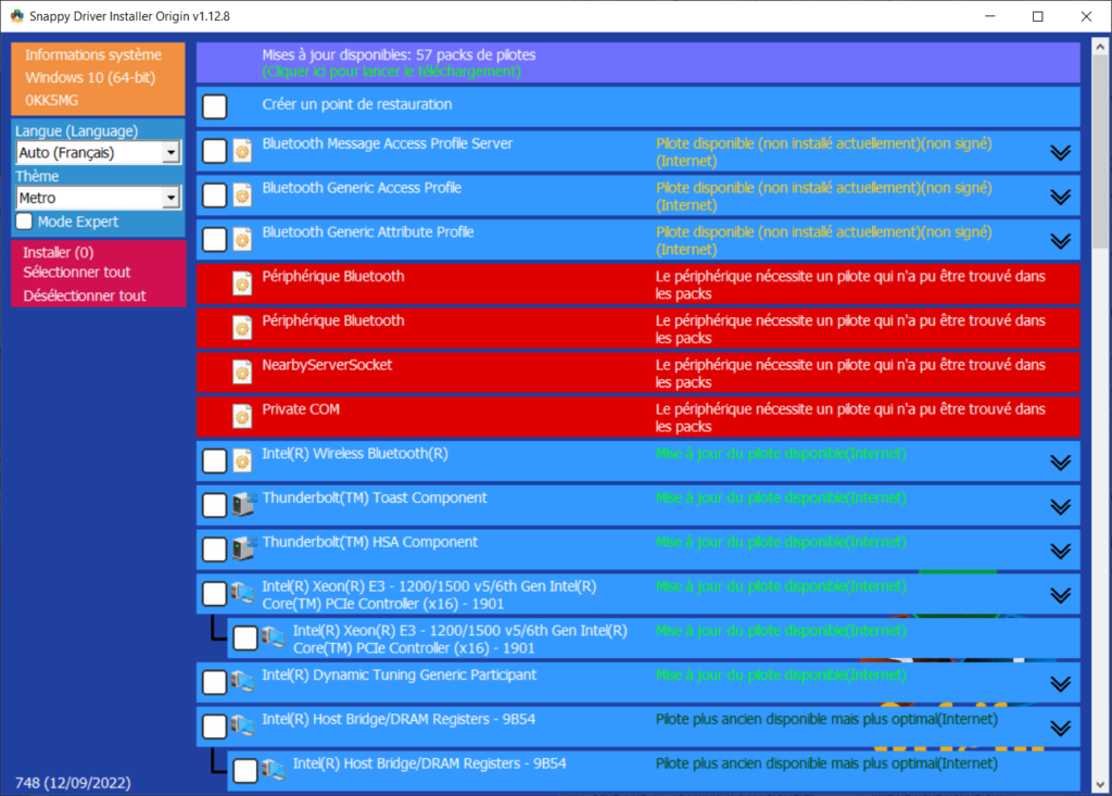 Snappy Driver Installer Origin - Index téléchargés