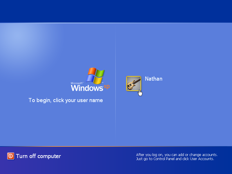 Compte local sur Windows XP