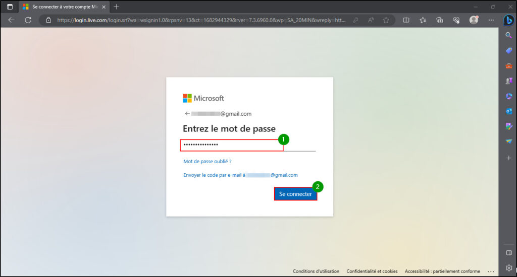 Supprimer compte Microsoft - Entrer son mot de passe pour se connecter à son compte microsoft