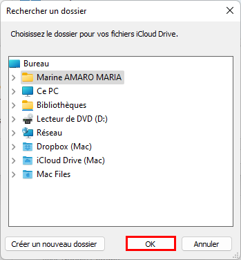 Choisir l'emplacement d'iCloud Drive sur Windows