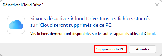 Supprimer les fichiers iCloud Drive téléchargés sur le PC Windows