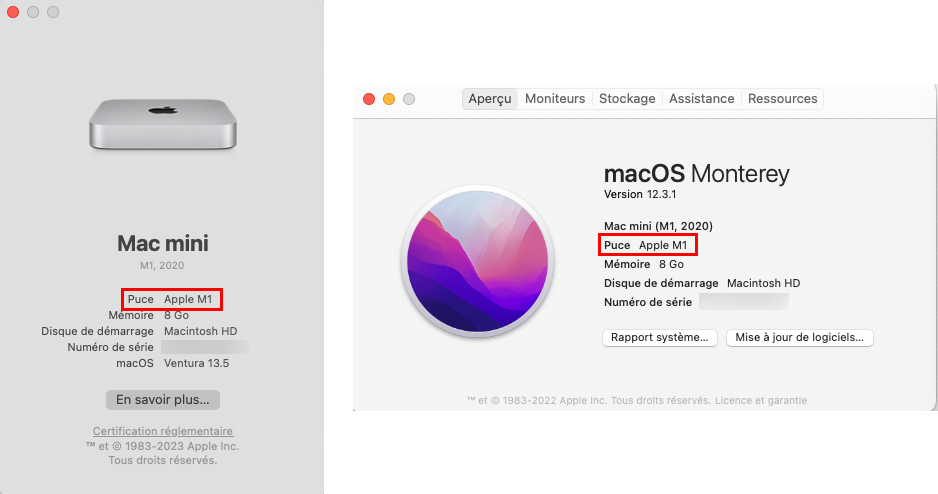 À propos de ce Mac : informations