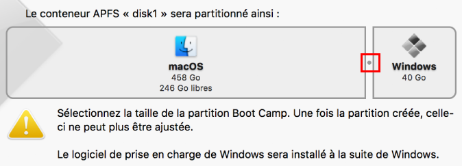 Installer Windows sur Mac d'Apple avec Boot Camp - taille des partitions