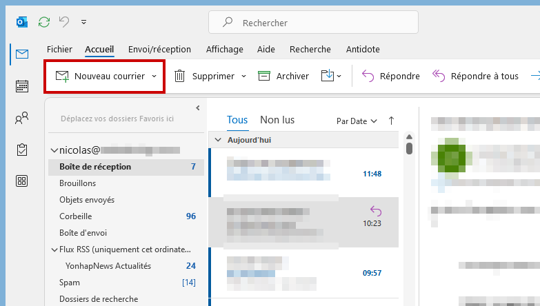 Outlook.com créer signature mail - Nouveau courrier