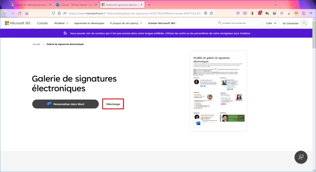 Outlook créer signature mail - Galerie modèles signatures Microsoft Télécharger