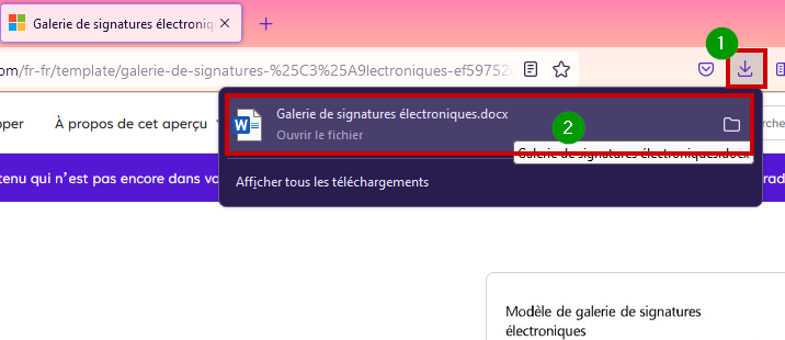 Outlook créer signature mail - ouvrir le document
